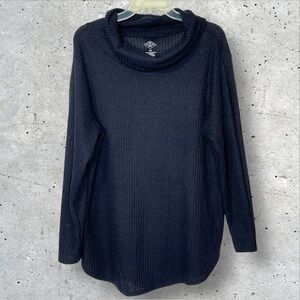 St. Johns Bay Black Turtleneck Long Sleeve Waffle Knit Women's XXL Top